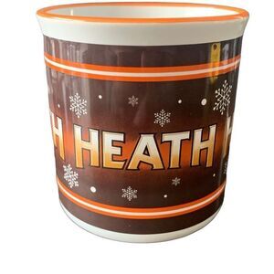 Pre Owned Heath Coffee Mug Cup White Brown Orange Snowflake Hershey Chocolate